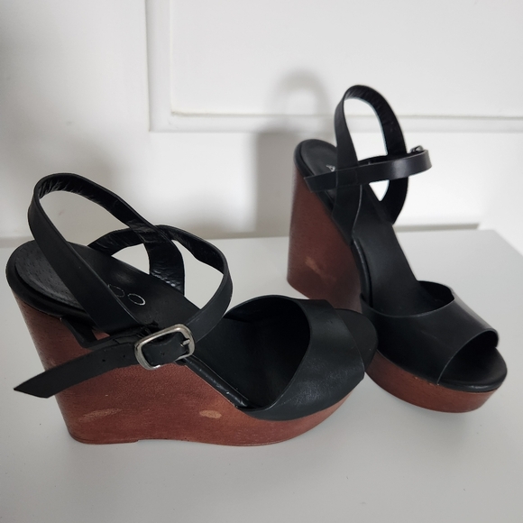 ALDO Black platforms sandals wedges Size 7 - Picture 3 of 7